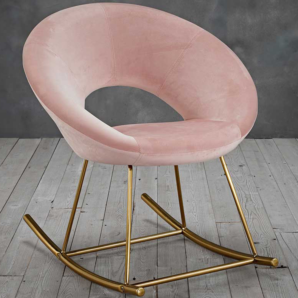 Stella Pink Velvet Rocking Chair Image 1