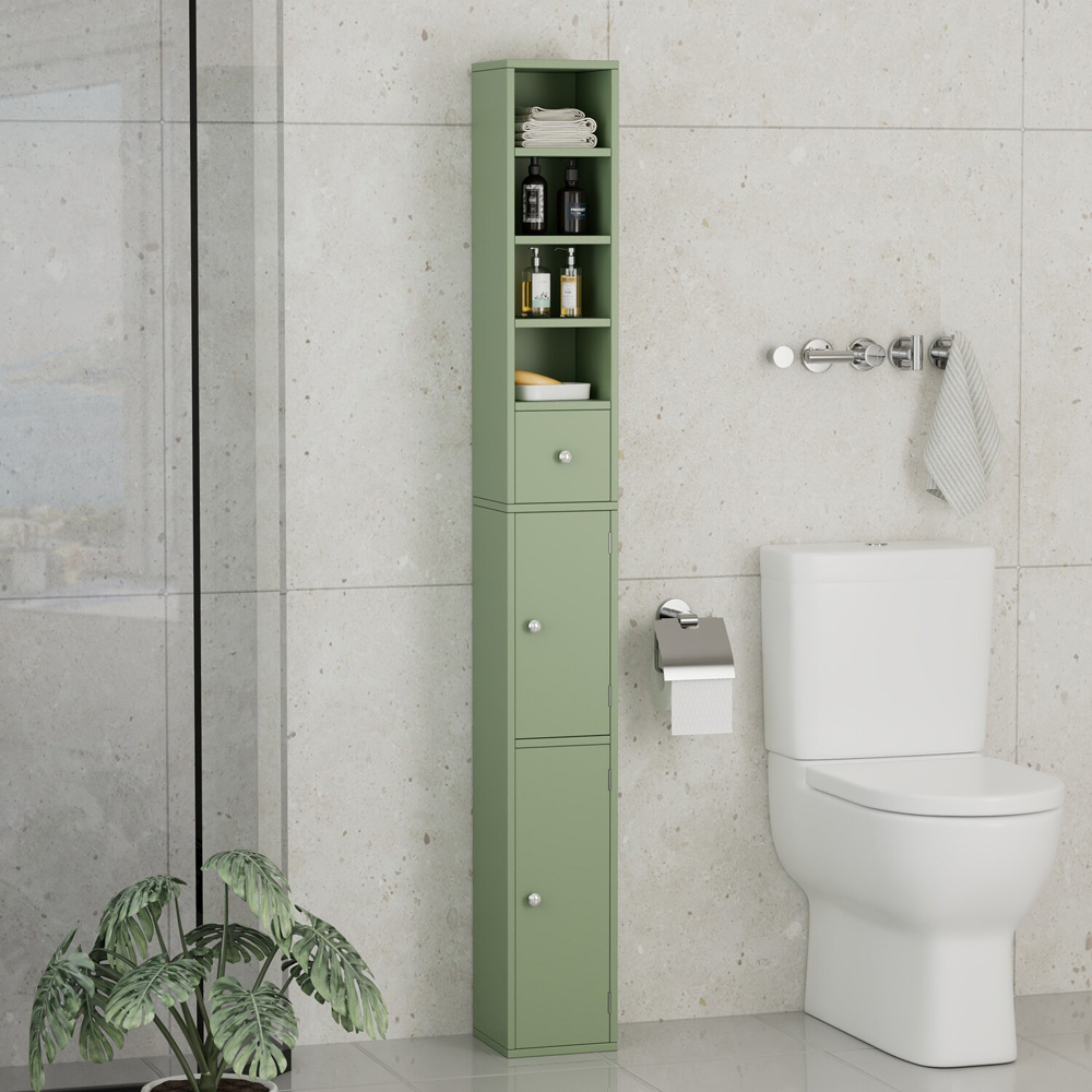 Mayfair Tall Bathroom Storage Cabinet Sage Image 4