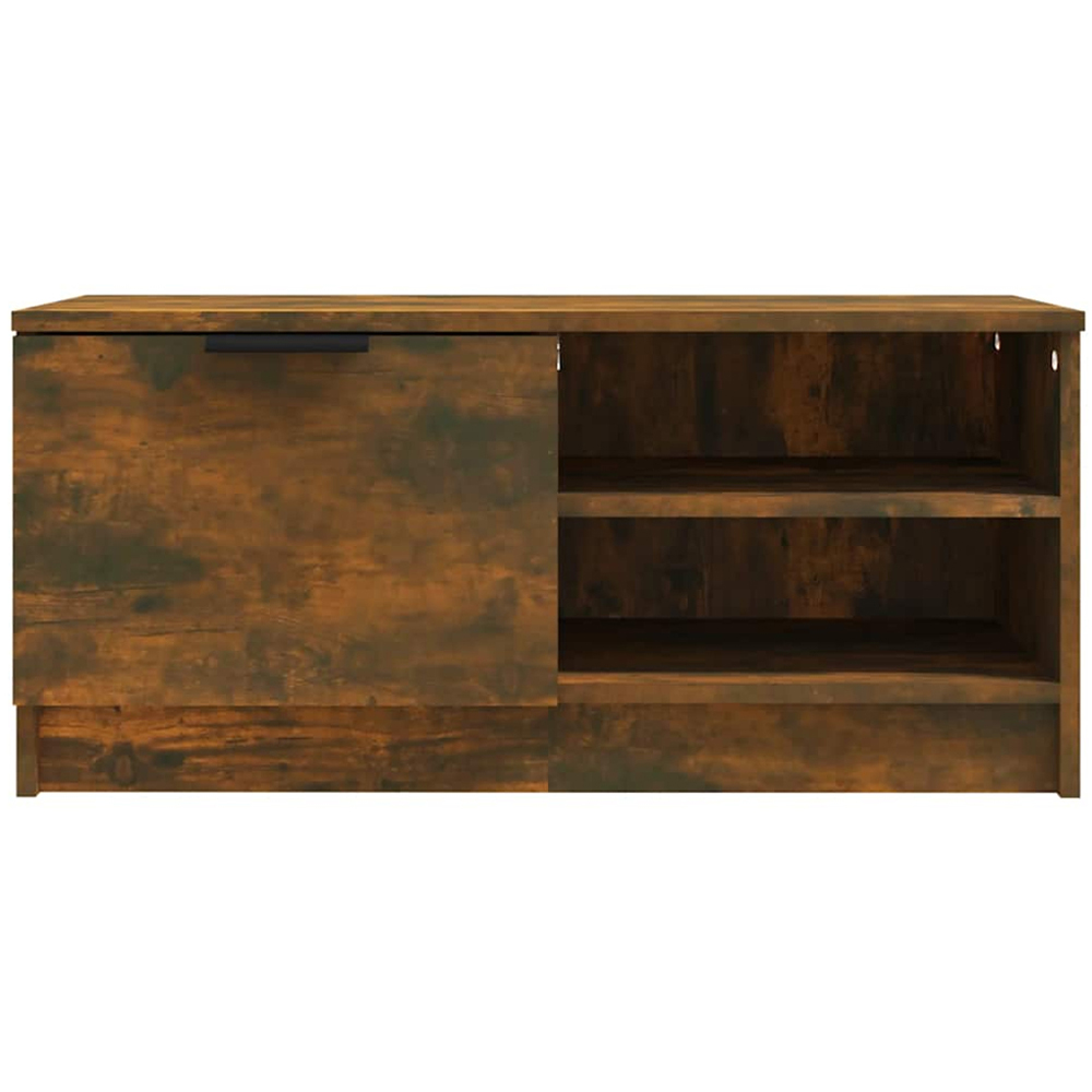 vidaXL Single Door 2 Shelf Smoked Oak TV Cabinet Set of 2 Image 5