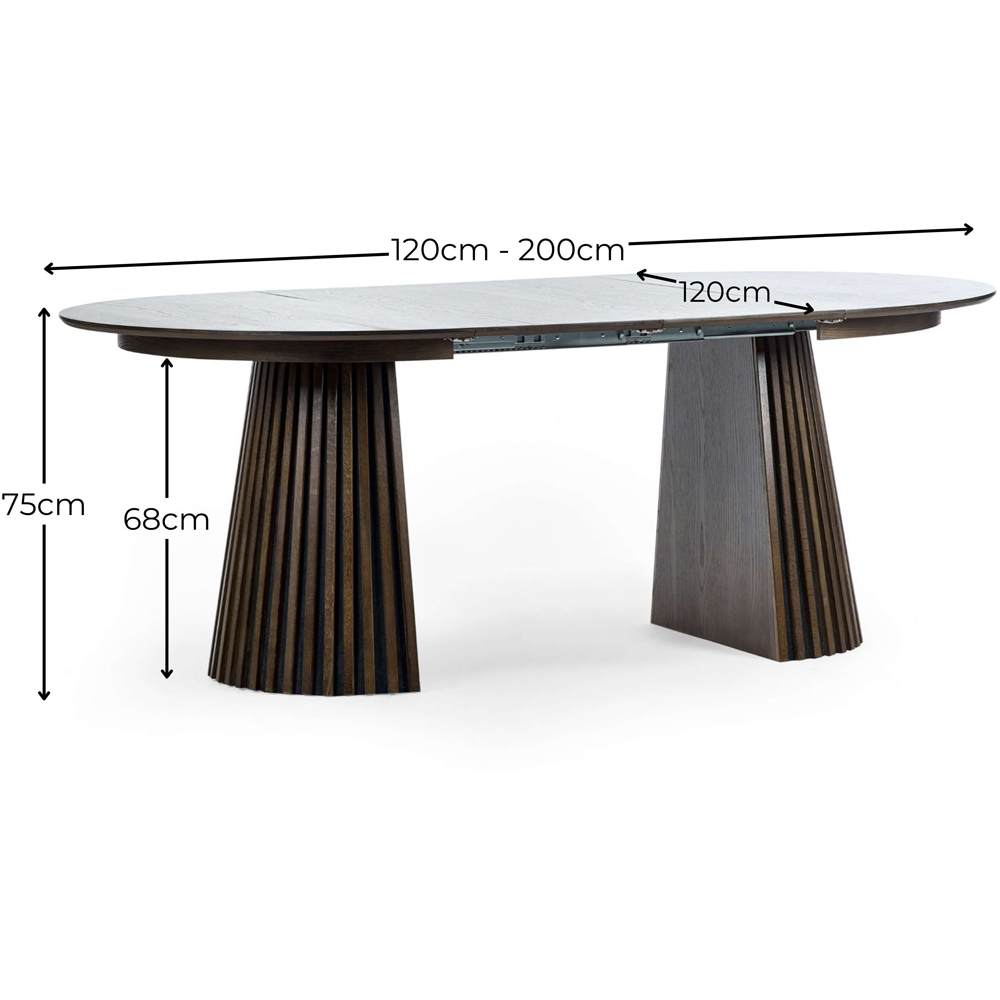 Julian Bowen Arya 6 Seater 120-200cm Dark Oak Effect Fluted Extending Dining Table Image 9