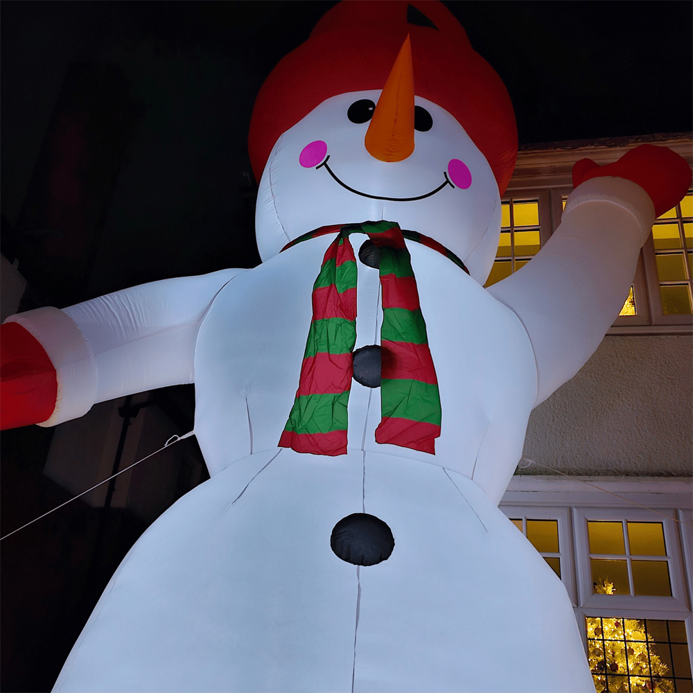 Samuel Alexander Snowman with Raised Arm Light Up Inflatable Christmas Decoration 20ft Image 3