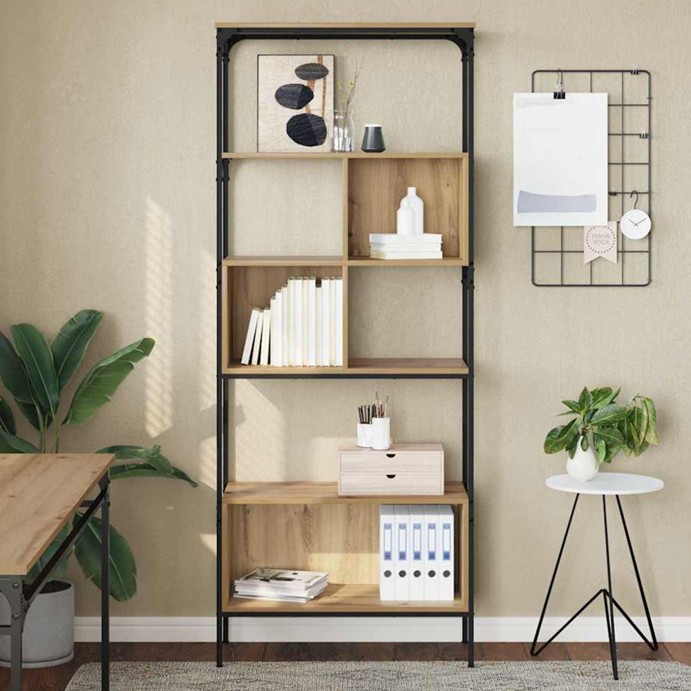vidaXL 7 Shelf Artisan Oak Bookcase Image 1