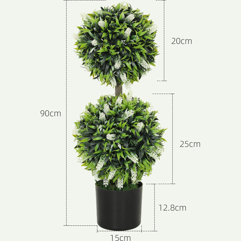 Portland White Lavender Flower Artificial Plant in Pot 2 Pack Image 9