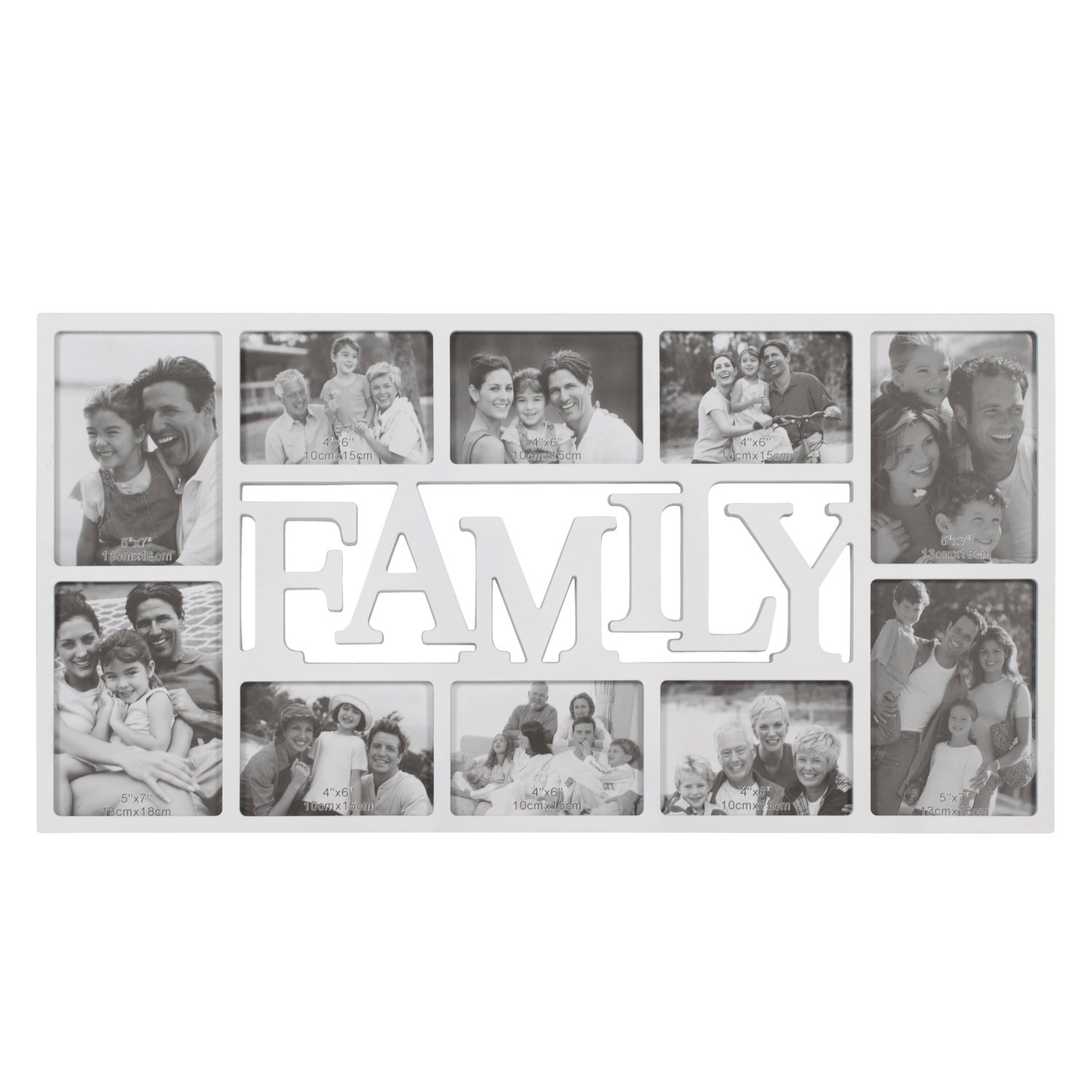 Single Multi Aperture Family Collage Photo Frame in Assorted styles 14 x 29 inch Image