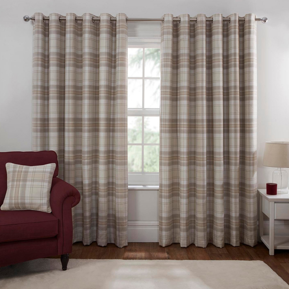 Divante Hatfield Natural Check Blackout Curtains 167 x 137cm Image 4