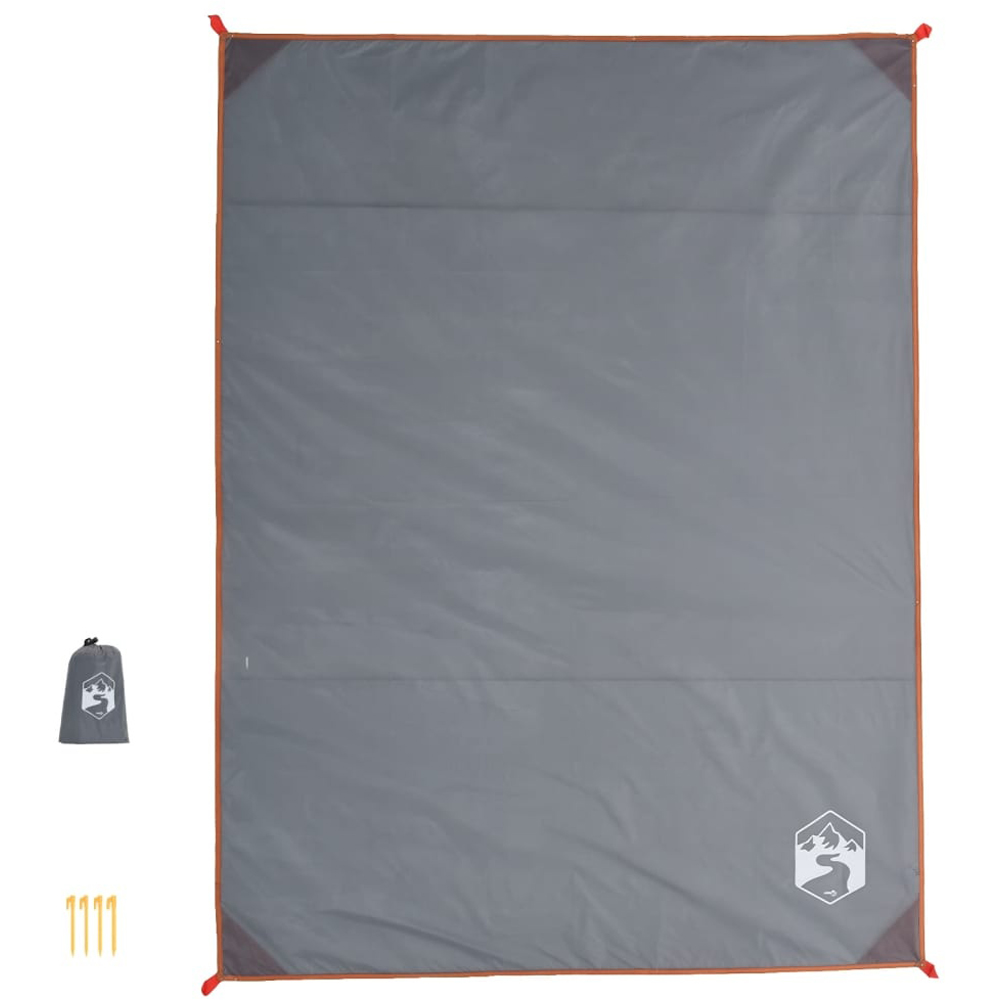 Walplus Grey and Orange Picnic Blanket with Pegs 205 x 155cm Image 5
