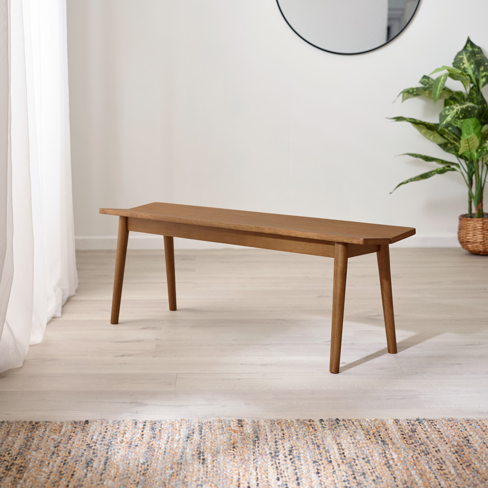 Furniturebox Lymington 3 Seater Walnut Effect Solid Wood Dining Bench Image 7