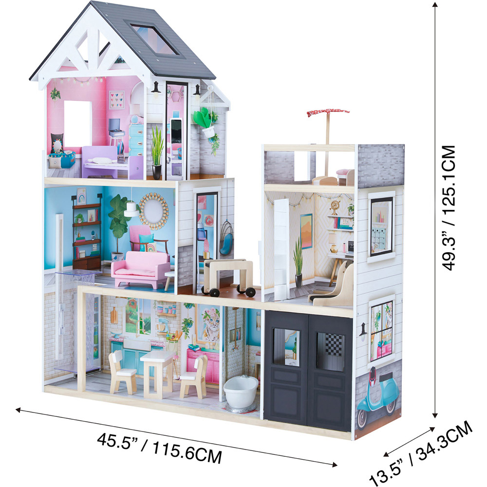 Teamson Kids Multicolour Dreamland Large Mansion 18 Pieces 3 Storey Doll House Play Set Image 8