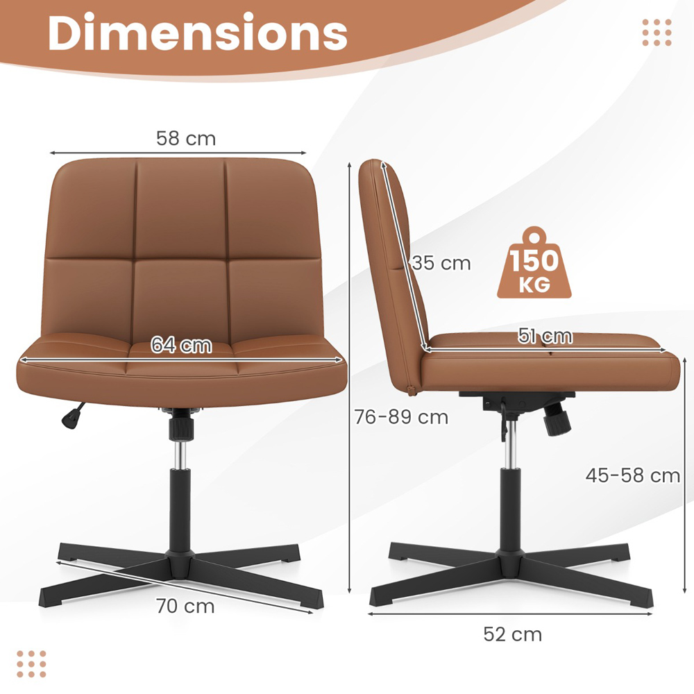 Costway Brown PU Leather Upholstered Office Chair Image 9