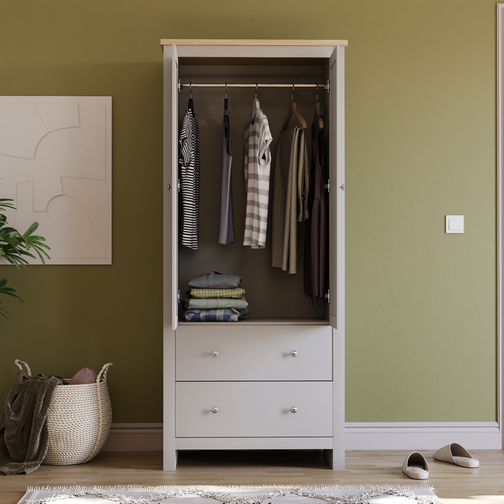 Vida Designs Arlington 2 Door 2 Drawer Grey Wardrobe Image 5
