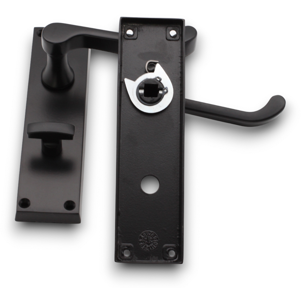 Spira Brass Victorian Matt Black Scroll Bathroom Lever Door Handle 2 Pack Image 2