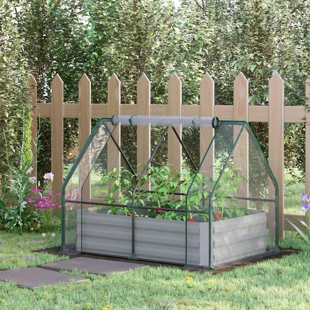 Outsunny Clear Steel 3.1 x 4.1ft Raised Greenhouse Image 2