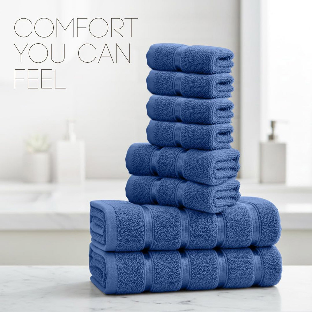 Smart Living Boston 8 Piece Royal Blue and Navy Towel Bale Set Image 6