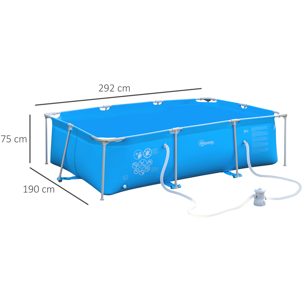 Outsunny Blue Rectangular Paddling Pool with Filter Pump 315cm Image 7