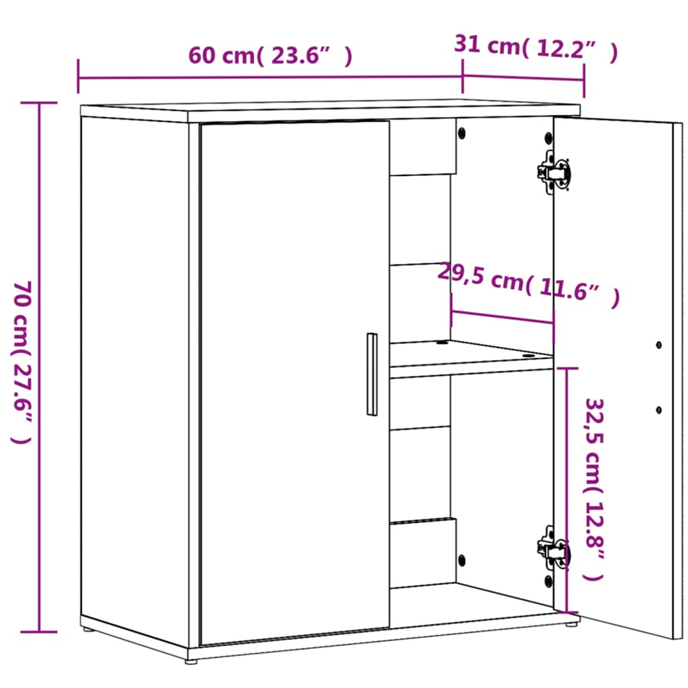 vidaXL 2 Door Smoked Oak Sideboard Image 9