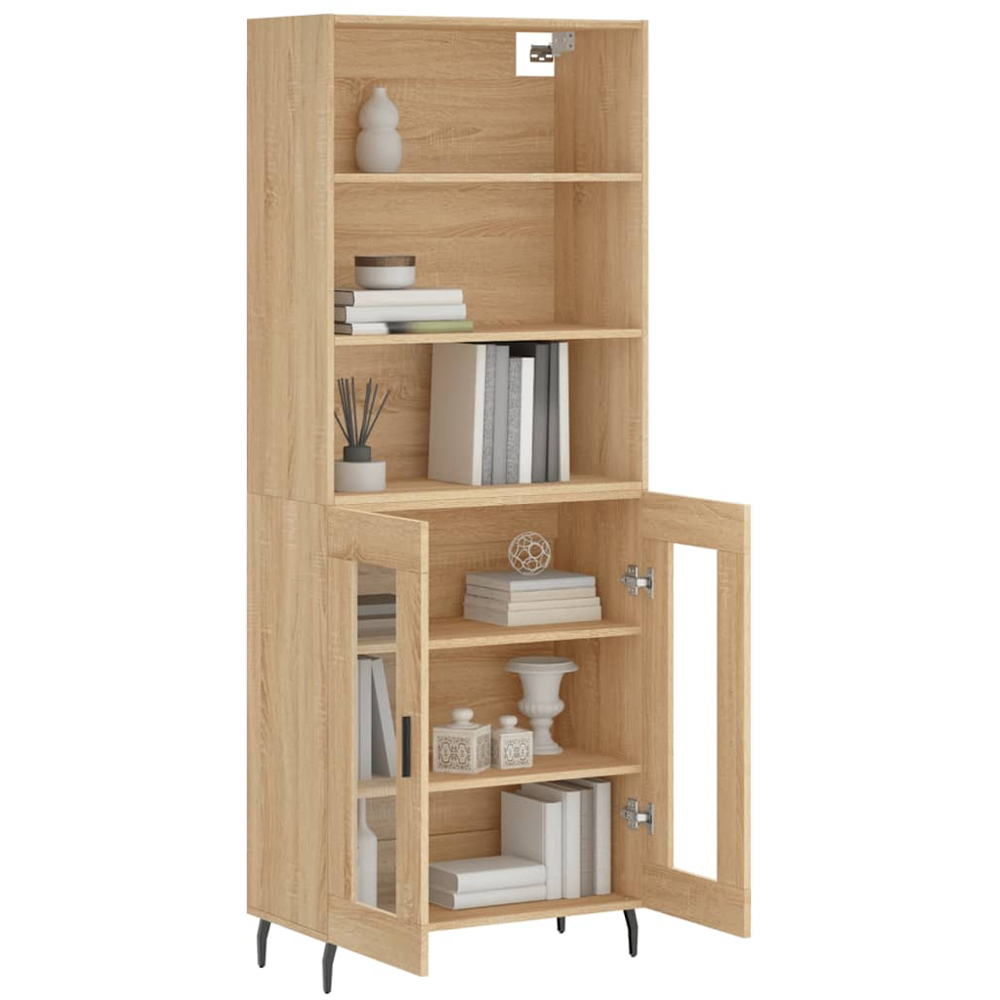 vidaXL 2 Glass Door 3 Shelf Sonoma Oak Highboard Image 3