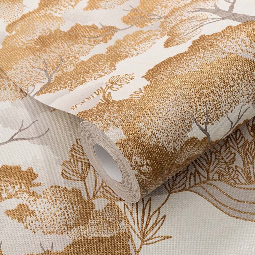 Elle Decoration Golden Grove Gold Vinyl Wallpaper by Erismann Image 3