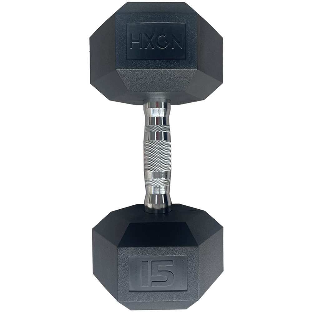 HXGN Pro Hex Black Dumbbell 15kg 2 Pack Image 6