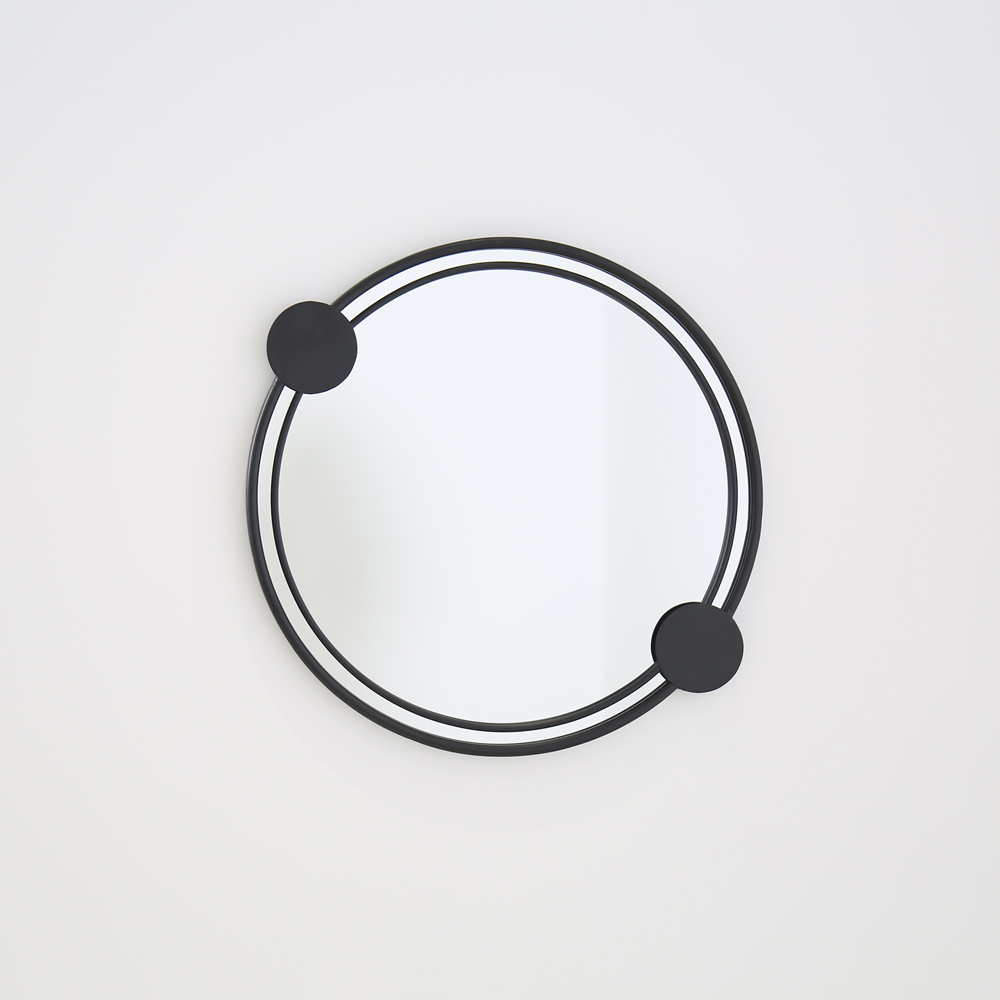 Charles Bentley Warsaw Black Dotted Round Wall Mirror Image 5
