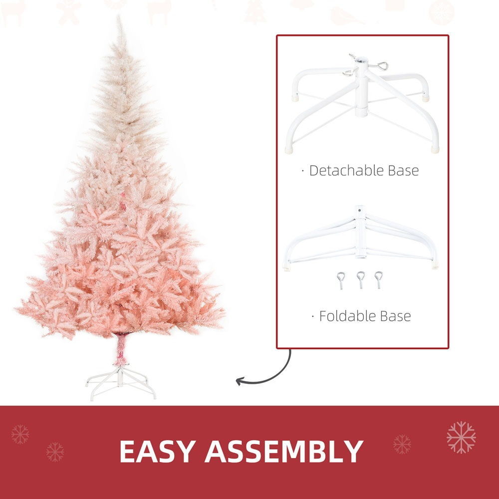 Everglow Pink Faux Christmas Tree with Metal Stand 6ft Image 5
