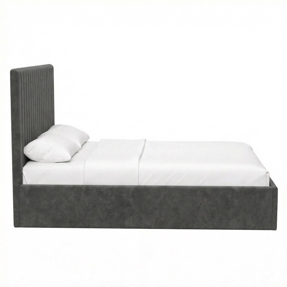 FWStyle Sollom Double Nickel Upholstered Lift-Up Ottoman Bed Frame with Ribbed Headboard Image 7