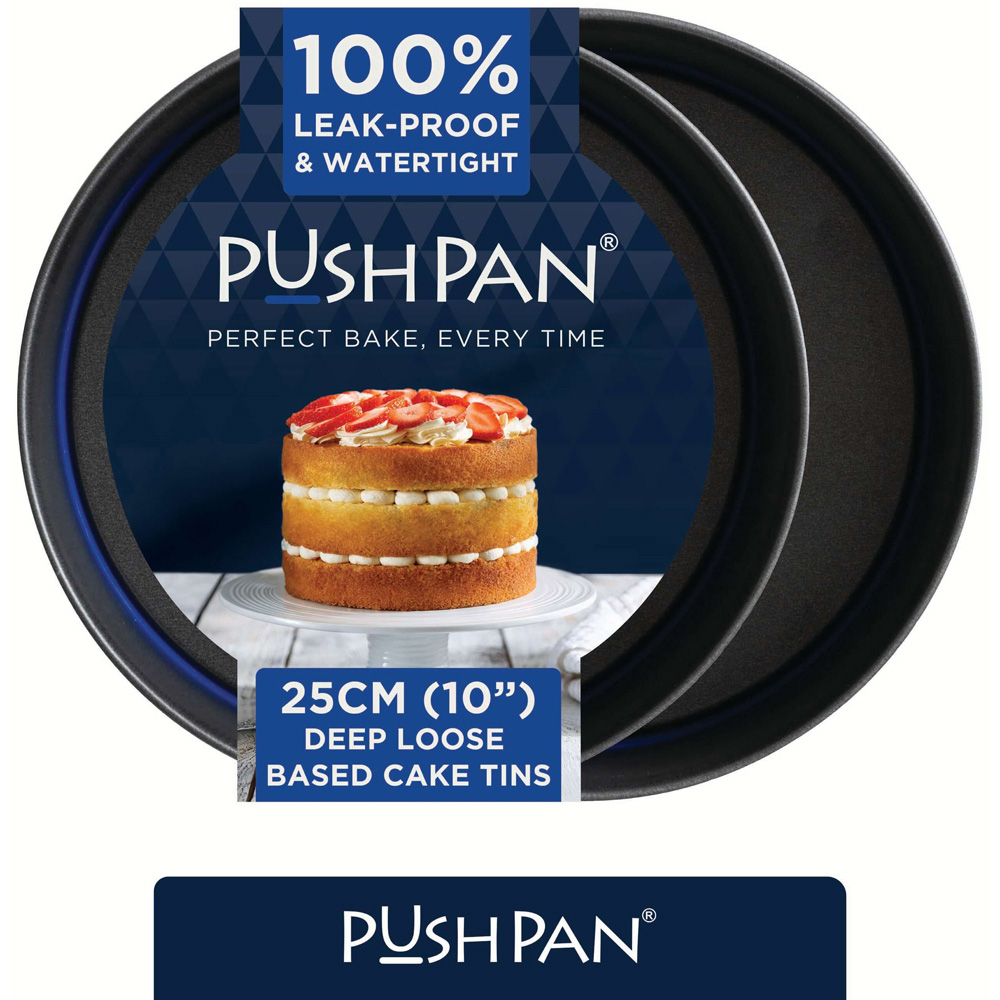 Wham PushPan 25cm Set of 2 Light Grey and Pewter Deep Tin Image 2