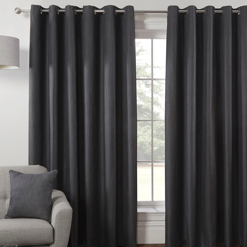 Divante Hoxton Charcoal Blackout Eyelet Curtains 229cm Image 5