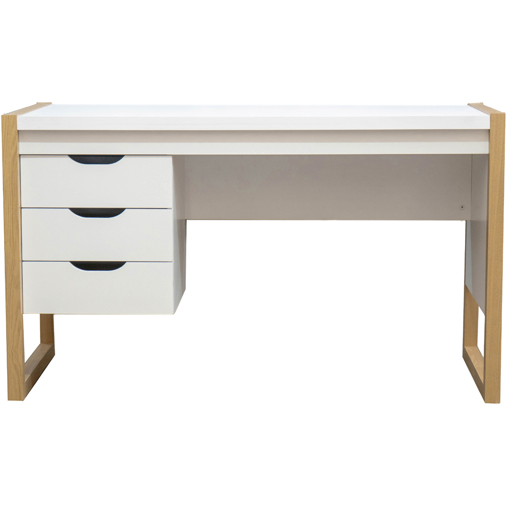 TTAP Alcarno White and Oak Effect 3 Drawer Office Computer Desk Image 2