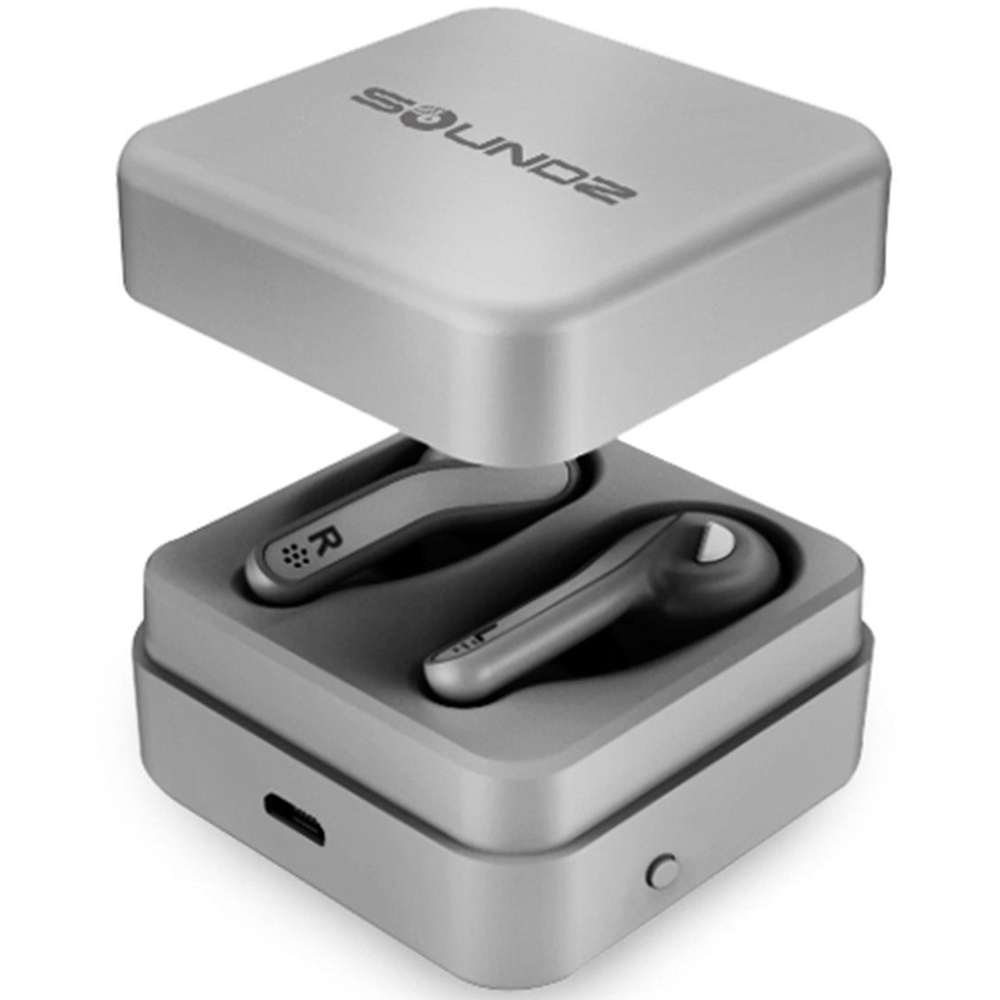 Soundz True Wireless SZ970 Silver Earbuds with Built-in Mic and Charging Case Image 4