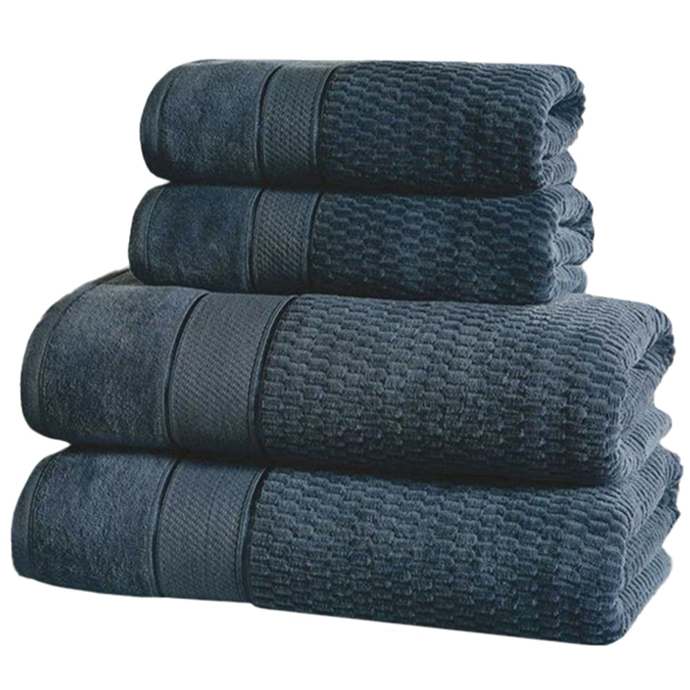 Rapport Home Royal Blue Velvet Woven Cotton Bath Towel Image 3