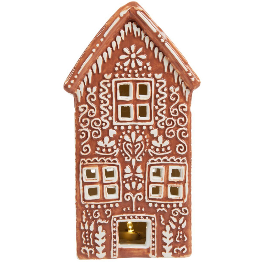 Gingerbread LED House Ornament Brown Image 4