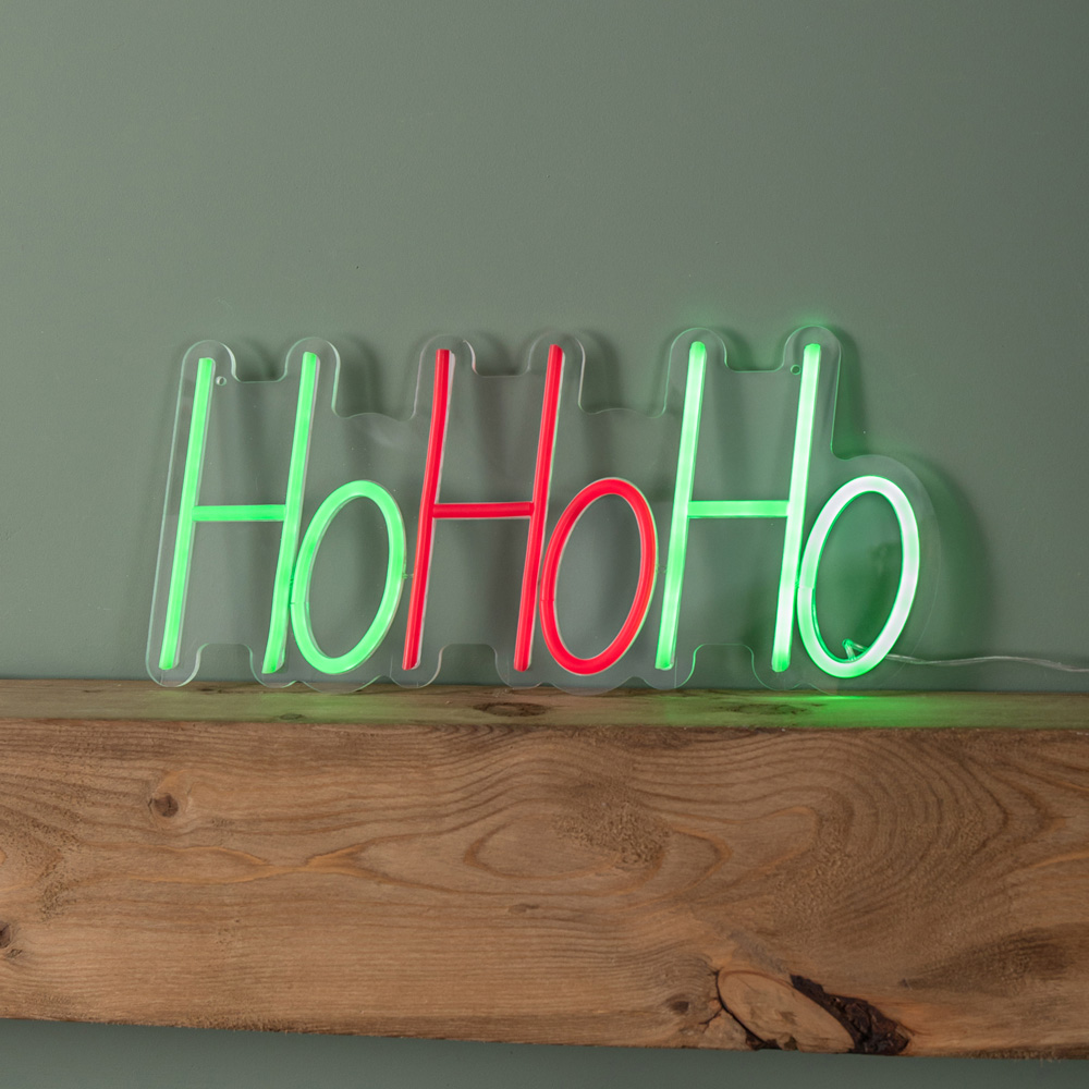 Samuel Alexander Red and Green Light Up Neon Ho Ho Ho Christmas Decoration Image 4