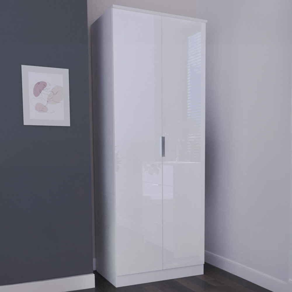 Crowndale Plymouth 2 Door White Tall Wardrobe Image 1
