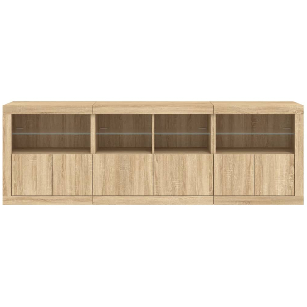 vidaXL 6 Door 8 Shelf Sonoma Oak LED Sideboard 3 Piece Image 5