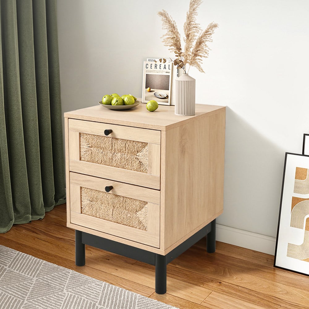 Living and Home 2 Drawer Woven Accent Cabinet Image 6