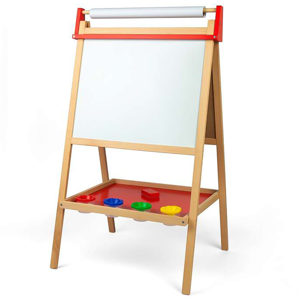 Bigjigs Toys Kids Deluxe Wooden Fold Up Easel with Accessories Image 2