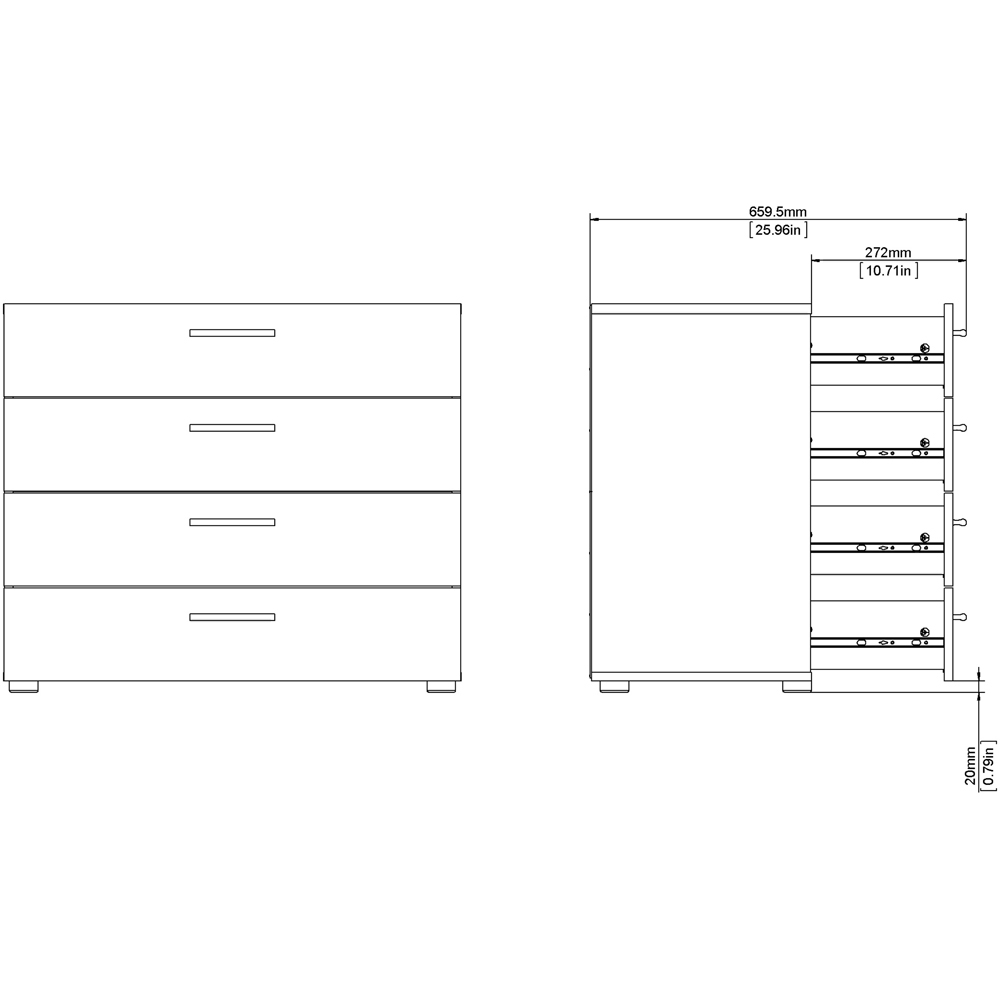 Florence 4 Drawer Oak Chest of Drawers Image 8