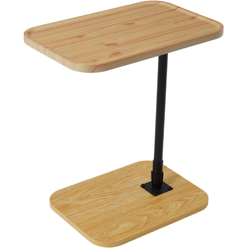 Living and Home Natural and Black Height Adjustable Side Table Image 2