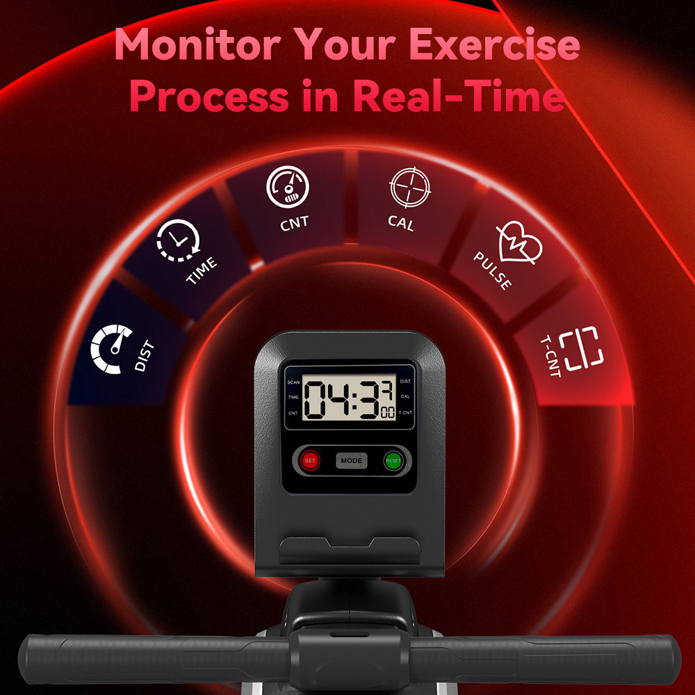 Rattrix Black 16-Level Resistance Magnetic Rowing Machine Image 6