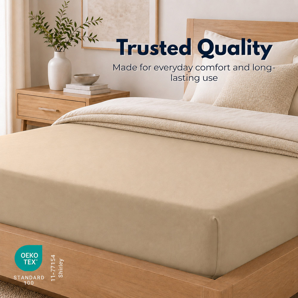 MHG Living Single Beige 30cm Deep Pocket Fitted Sheet Image 6
