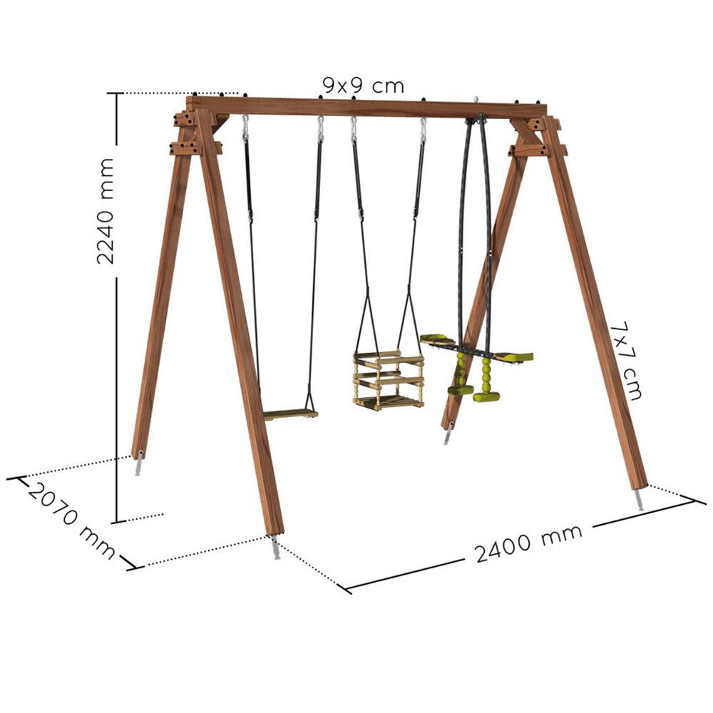 Soulet Pierre Kids Wooden Triple Swing Set Image 9