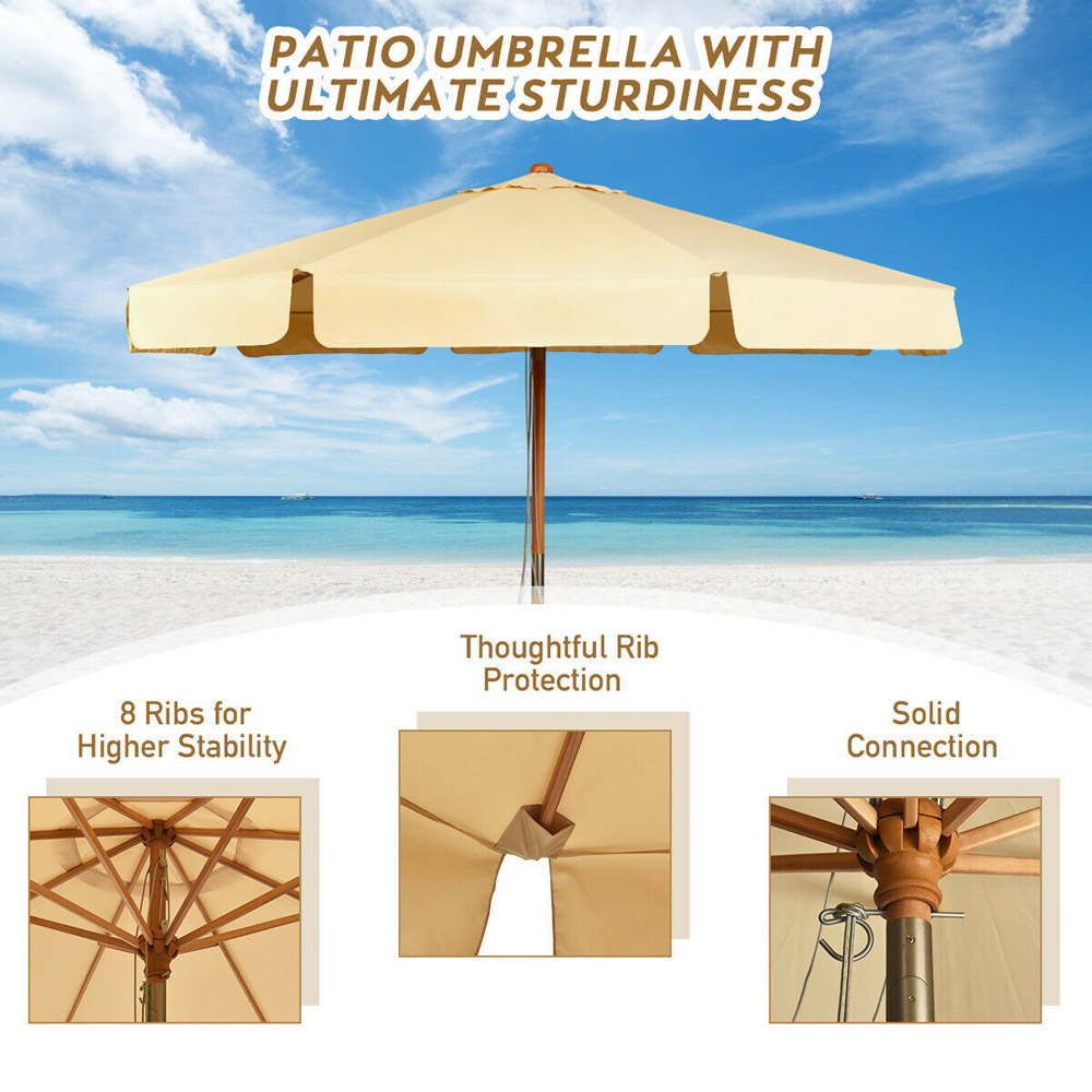 Costway Beige Crank and Tilt Garden Parasol 3m Image 7