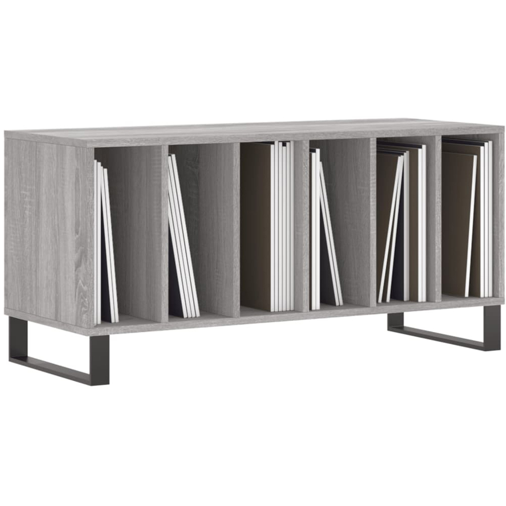 vidaXL 6 Shelf Grey Record Cabinet Image 3