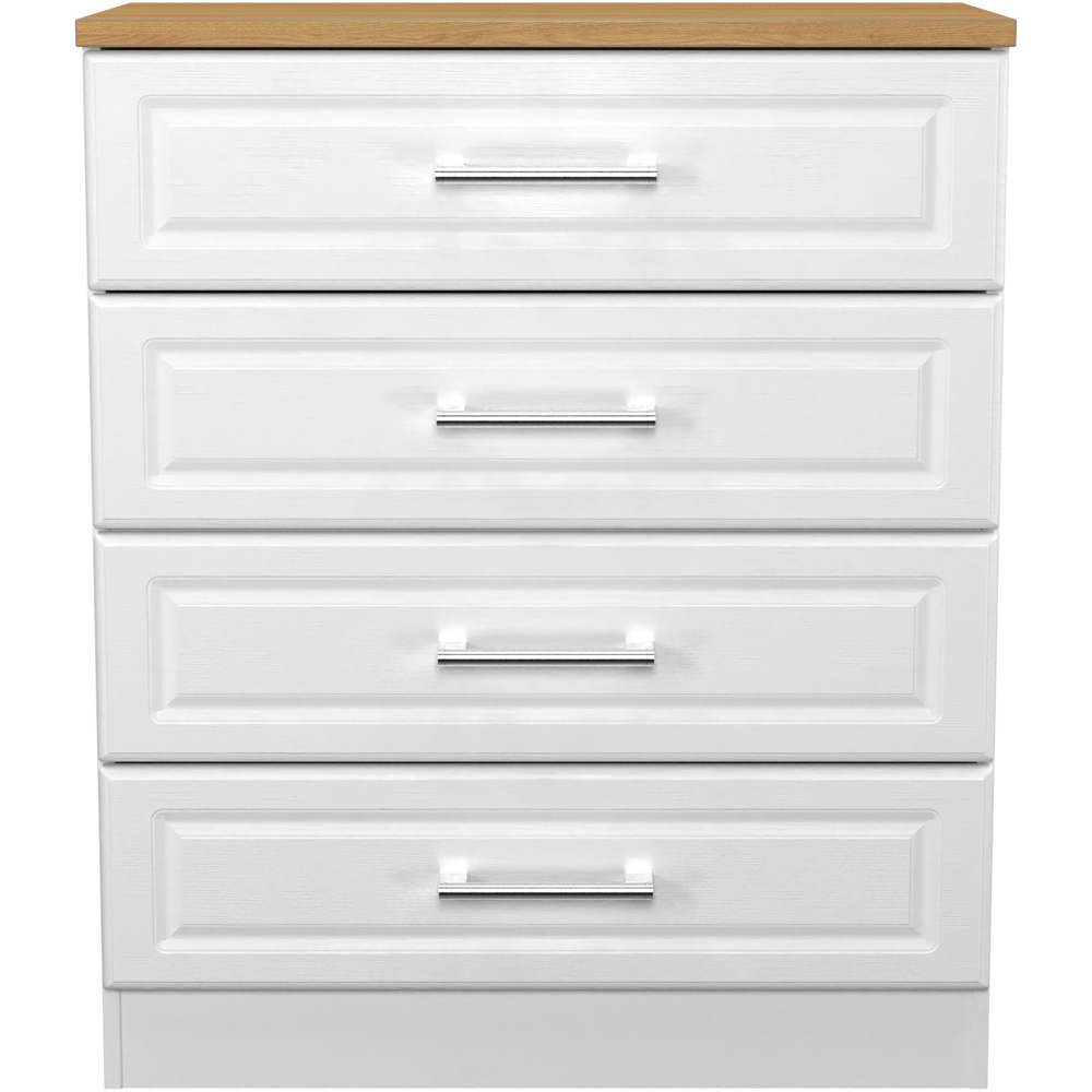 Crowndale Kent 4 Drawer White Ash and Modern Oak Chest of Drawers Ready Assembled Image 2