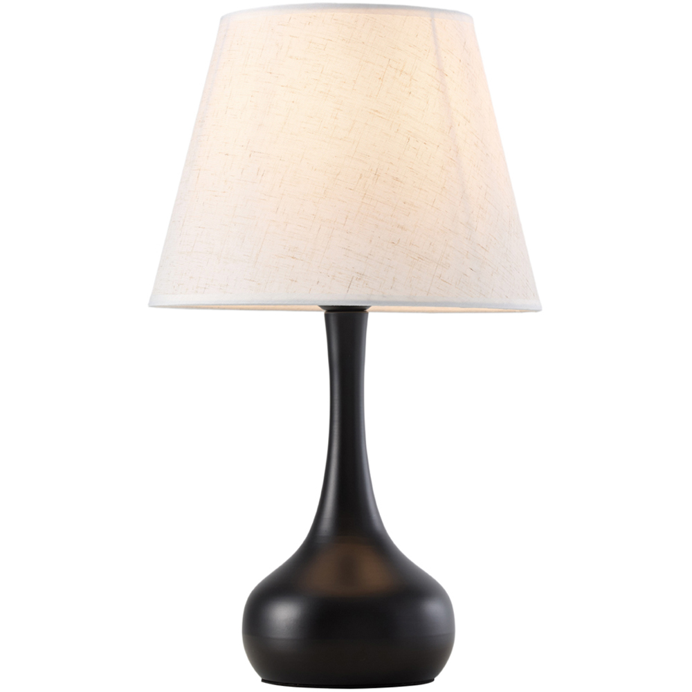 Living and Home Large Black and Ivory Linen Shade Iron Base E27 Table Lamp Image 2