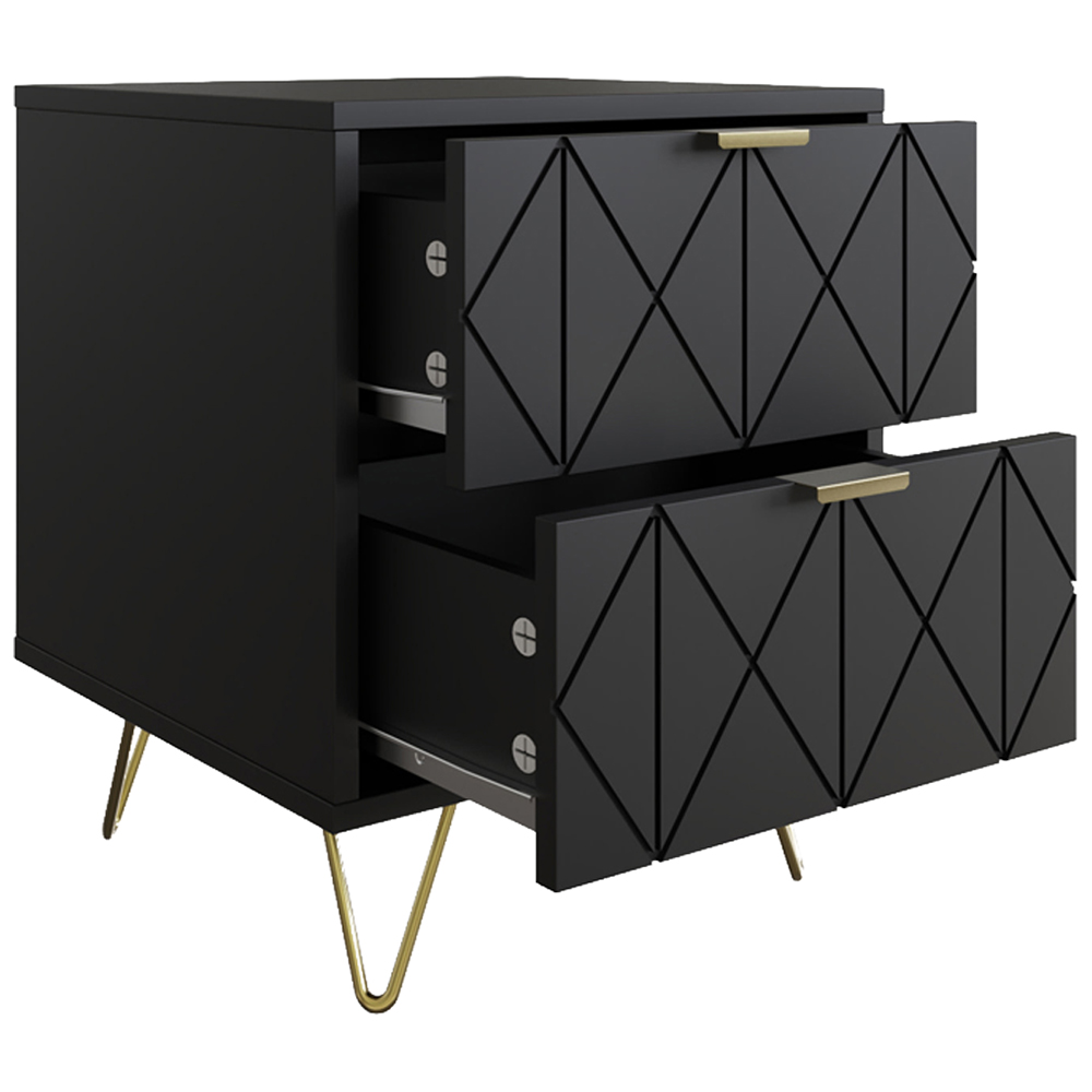 GFW Alora 2 Drawer Black Bedside Table Set of 2 Image 6