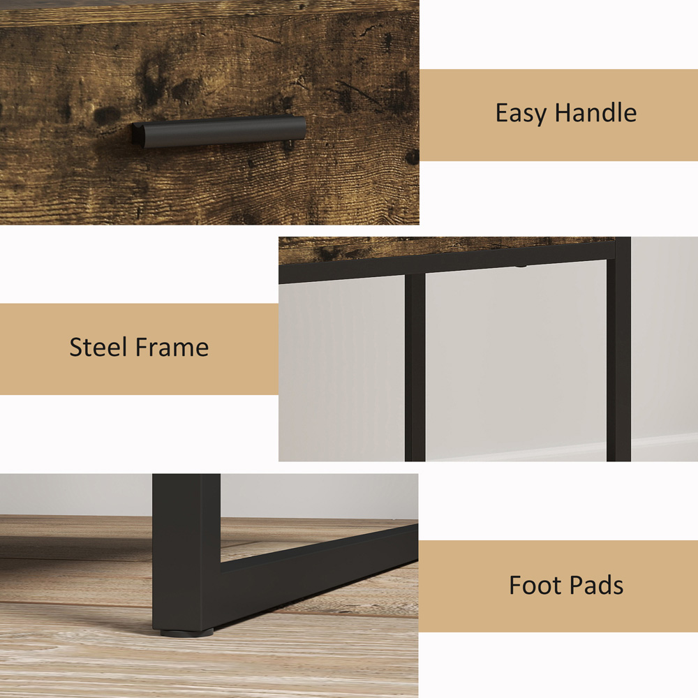 HOMCOM Single Drawer Single Shelf Rustic Brown Modern Bedside Table Image 6