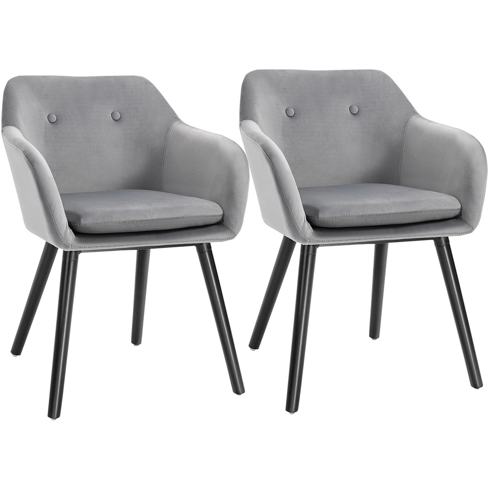 Portland Set of 2 Grey Velvet Touch Fabric Dining Chair Image 2