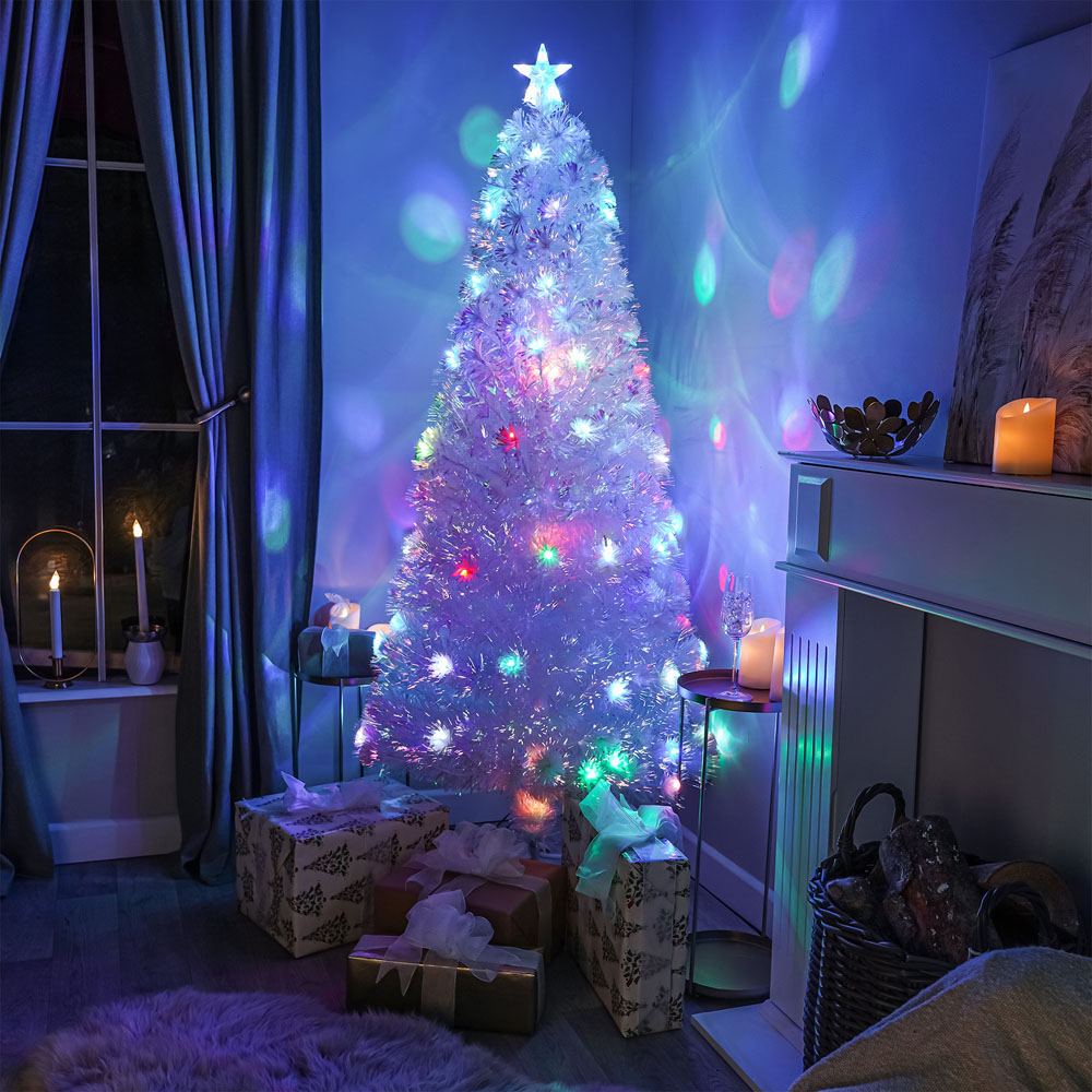The Christmas Centre 66 Multicolour LED Iridescent White Fibre Optic Artificial Xmas Tree 7ft Image 2