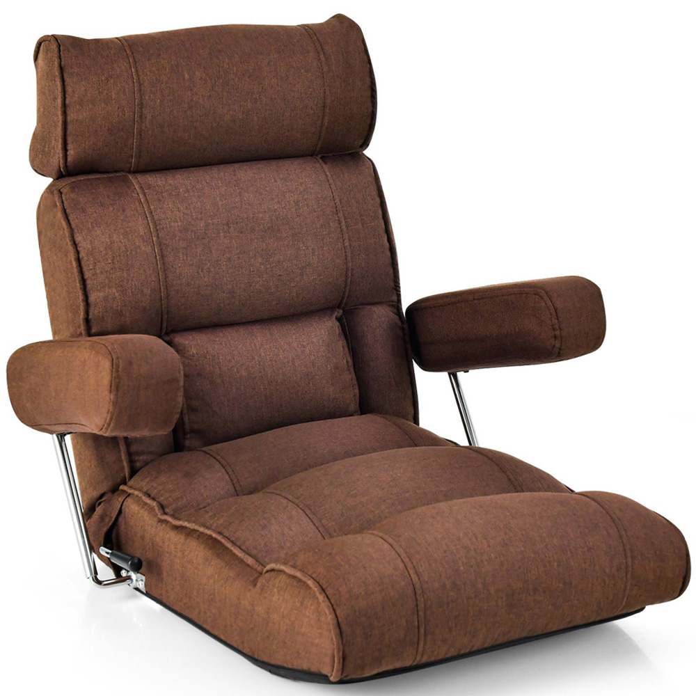 Costway Brown Adjustable Sofa Lounge Chair Image 2